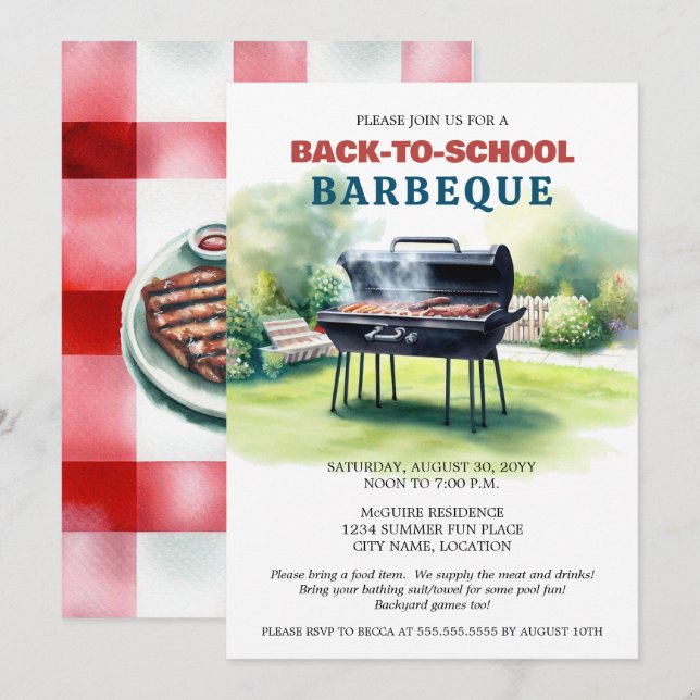 Sommar Back to School Grillfest Inbjudningar (Fram/baksida)
