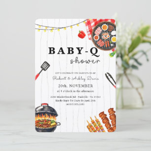 Sommar Bakgårds Grillfest Bebis Q Bebis Shower Inbjudningar