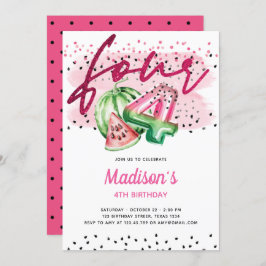 Sommar Balloon Brev Melon 4e födelsedagen Inbjudningar