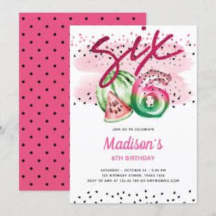 Sommar Balloon Brev Melon 6e Birthday Inbjudningar