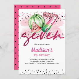 Sommar Balloon Brev Melon 7:e Birthday Inbjudningar