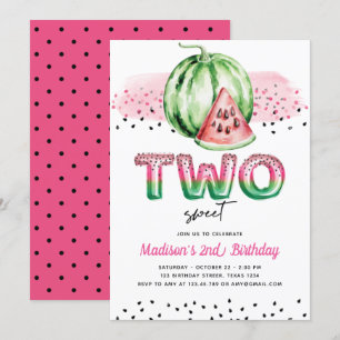 Sommar Balloon Brev Melon Two Sweet Birthday Inbjudningar