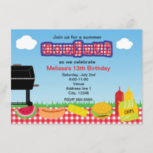 Sommar barbecue BBQ park inbjudningar