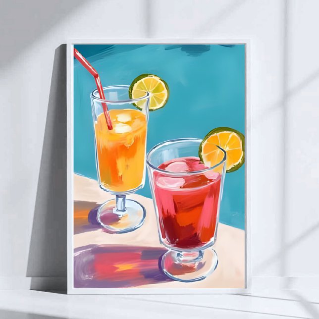 Sommar Bassäng Cocktails Watercolor Poster (Skapare uppladdad)