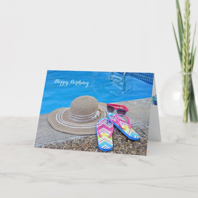 Sommar Bassäng födelsedag Kort (Framsida)