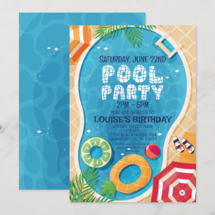 Sommar Bassäng Party-födelsedag Inbjudningar