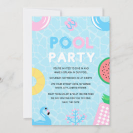Sommar Bassäng Party Gender Reveal Inbjudningar