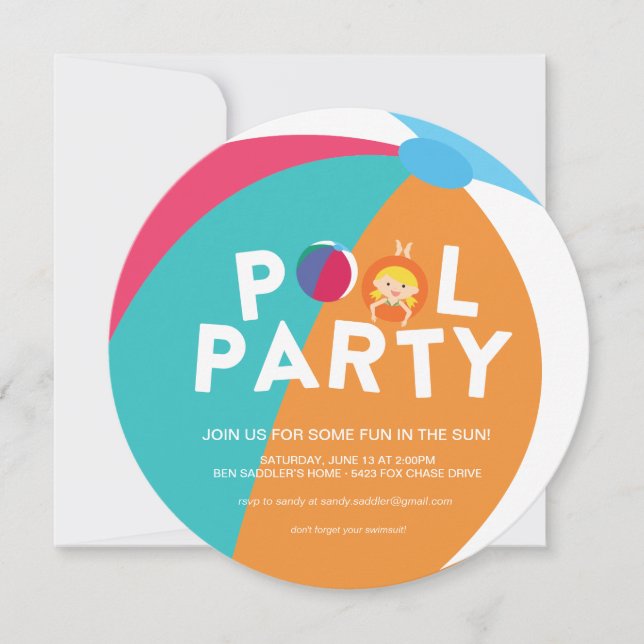 Sommar Bassäng Party Inbjudningar (Framsida)