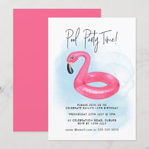 Sommar Bassäng Party Rosa Flamingo i någon ålder Inbjudningar