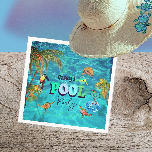 Sommar Bassäng Roligt Party | Födelsedag Pappersservett (Summer Pool Fun Party | Birthday Napkins)