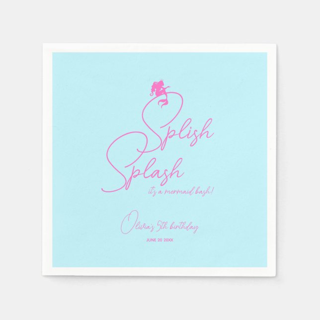 Sommar Bassäng Simple Girl Sjöjungfru Birthday Pappersservett (Framsidan)