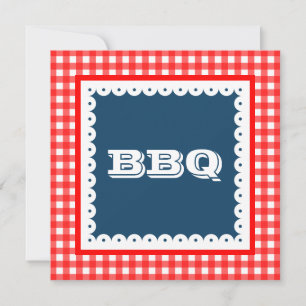 Sommar BBQ Barbecue Gingham-partiets inbjudningar