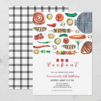 Sommar BBQ Cookout Birthday Inbjudningar