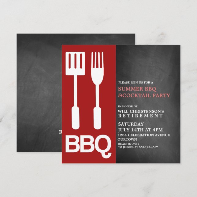 Sommar BBQ-fest inbjudningar (Fram/baksida)