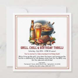 Sommar-BBQ-födelsedagsinbjudan till Beer Backyard Julkort