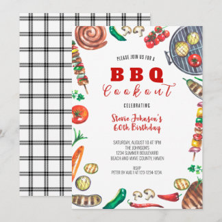 Sommar-BBQ-kookout 60:e födelsedagen Inbjudningar