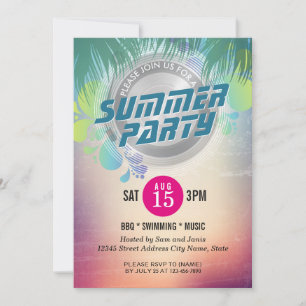 Sommar-BBQ/SWIMMING/MUSIC-partiets inbjudan