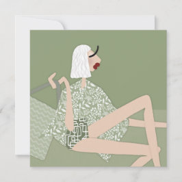 Sommar Beach Babe Mode Illustration Card Inbjudningar