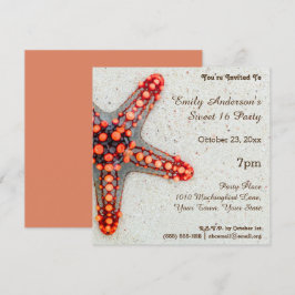 Sommar Beach Coral Starfish Sweet 16 Birthday Inbjudningar