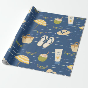 Sommar Beach Essentials Mönster (3) Presentpapper