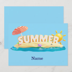 Sommar Beach Ö 3D Trendig Tropisk Semester Inbjudningar