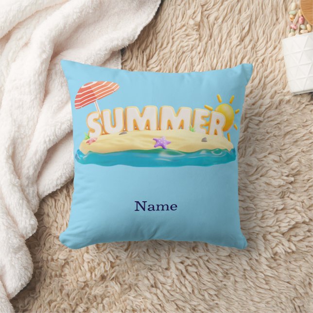 Sommar Beach Ö 3D Trendig Tropisk Semester Kudde (Filt)