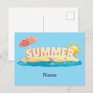 Sommar Beach Ö 3D Trendig Tropisk Semester Vykort
