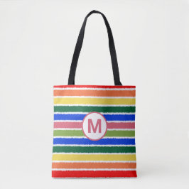 Sommar Beach Rolig Rainbow Ränder Monogram Tygkasse