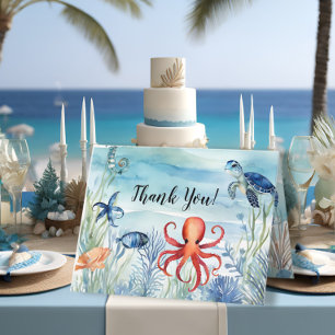 Sommar Beach Sea Life Octopus Tack Kort