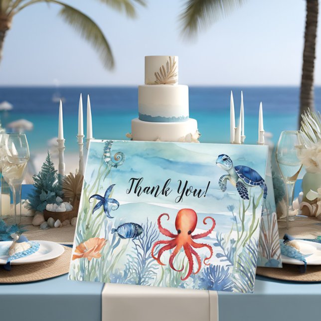 Sommar Beach Sea Life Octopus Tack Kort (Skapare uppladdad)