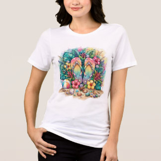 Sommar Beach Semester Blommig Grafisk T-Shirt