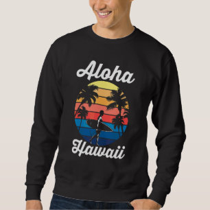 Sommar Beach Semester Hawaiianska Ö Retro Aloha Lång Ärmad Tröja