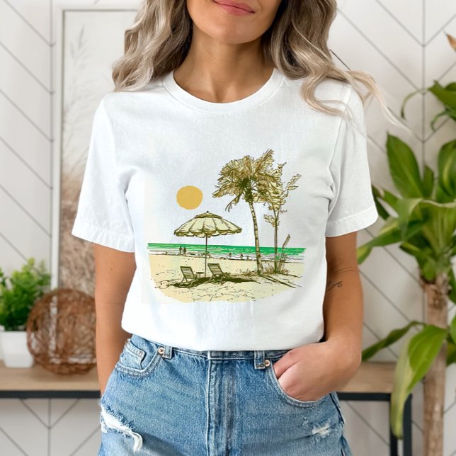 Sommar Beach Sol Handflatan Träd Paraplla T Shirt (Skapare uppladdad)