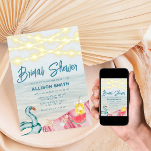 Sommar Beach String Ljus Flamingo Möhippa Inbjudningar