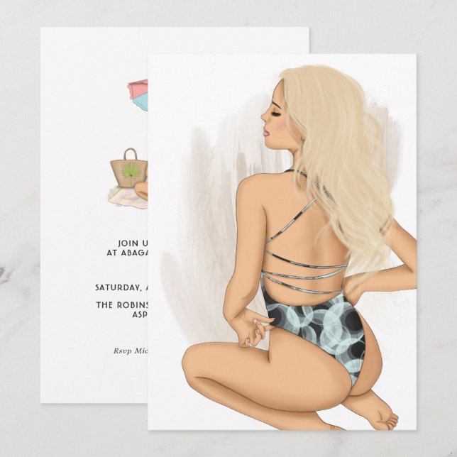 Sommar Beach Vacation Födelsedagsfest inbjudan (Fram/baksida)