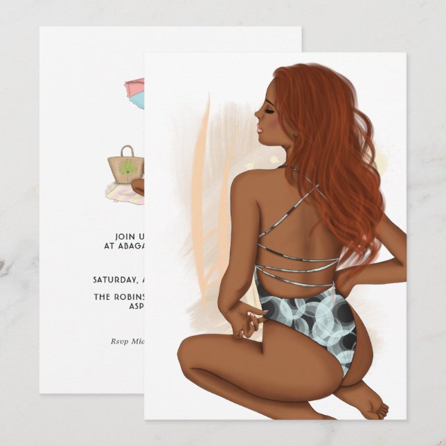 Sommar Beach Vacation Födelsedagsfest inbjudan (Fram/baksida)