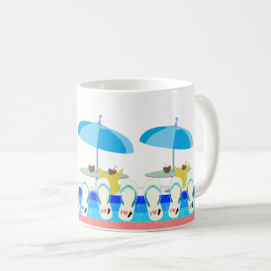 Sommar Beach Vibes: Tofflor och ParaplyRoligten Kaffemugg