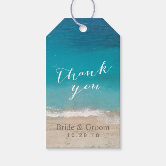 Sommar Beach Wedding Favor Tack Presentetikett (Framsidan)
