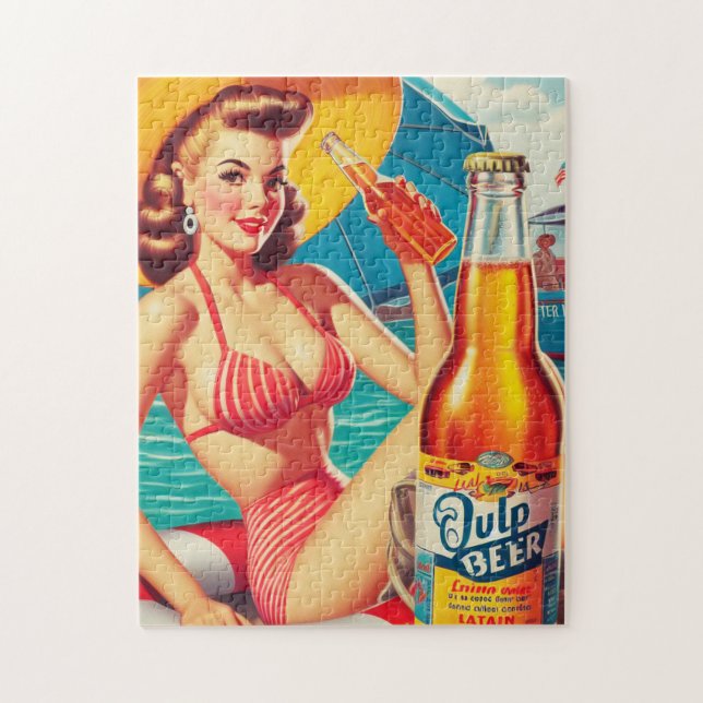 Sommar Beer Pin-up Pussel (Vertikal)