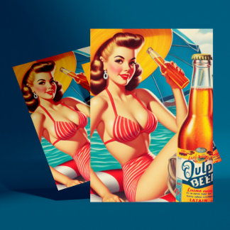 Sommar Beer Pin-up Vykort