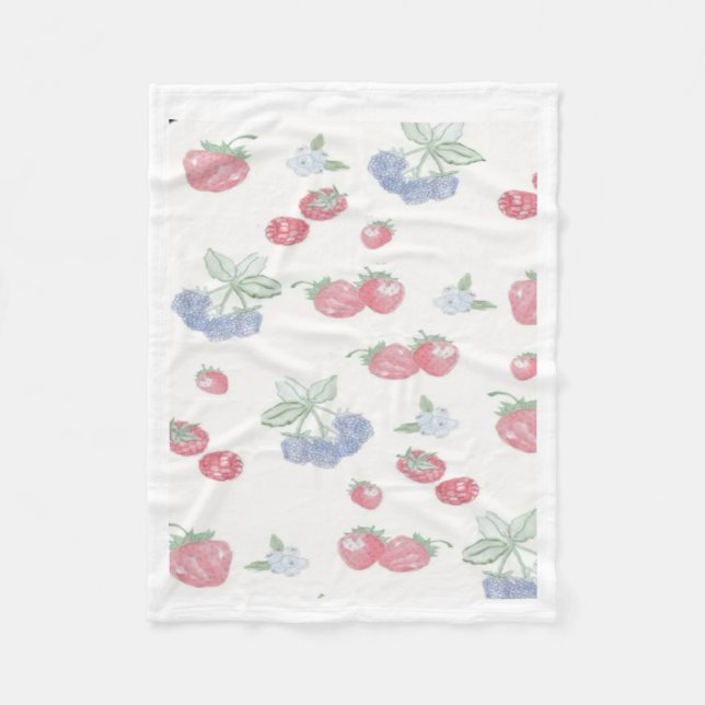 Sommar Berries Cute Fruit Sticker Fleecefilt (Framsidan)