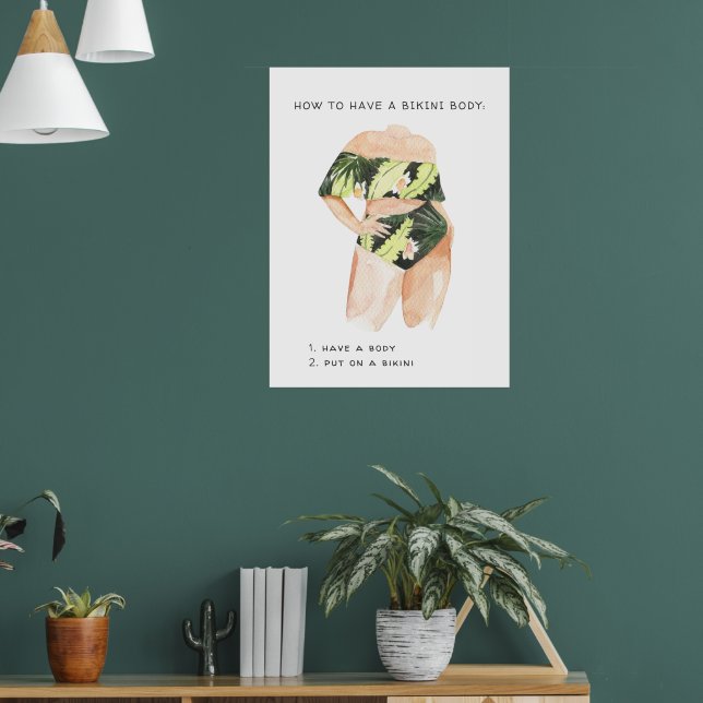 Sommar Bikini Kroppsform | Vattenfärg Illustration Poster (Vardagsrum 1)