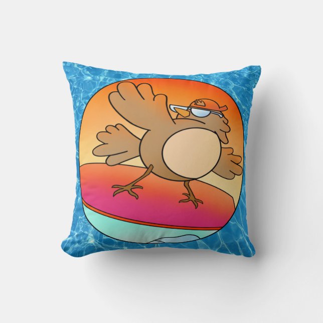 Sommar Bird Surfer Cushion Kudde (Framsida)