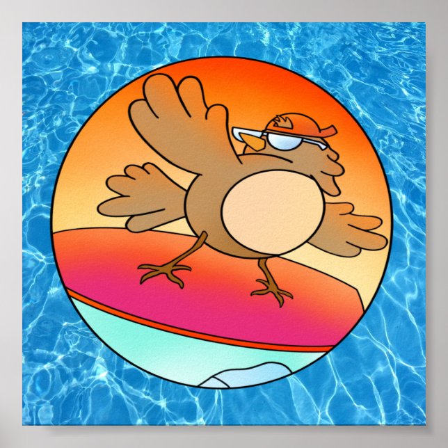 Sommar Bird Surfer Poster (Framsidan)