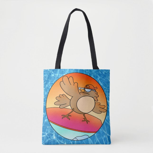 Sommar Bird Surfer Tote Bag Tygkasse (Framsida)