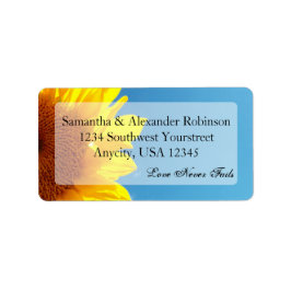 Sommar Blå himmel med Gult Solros Adressetikett