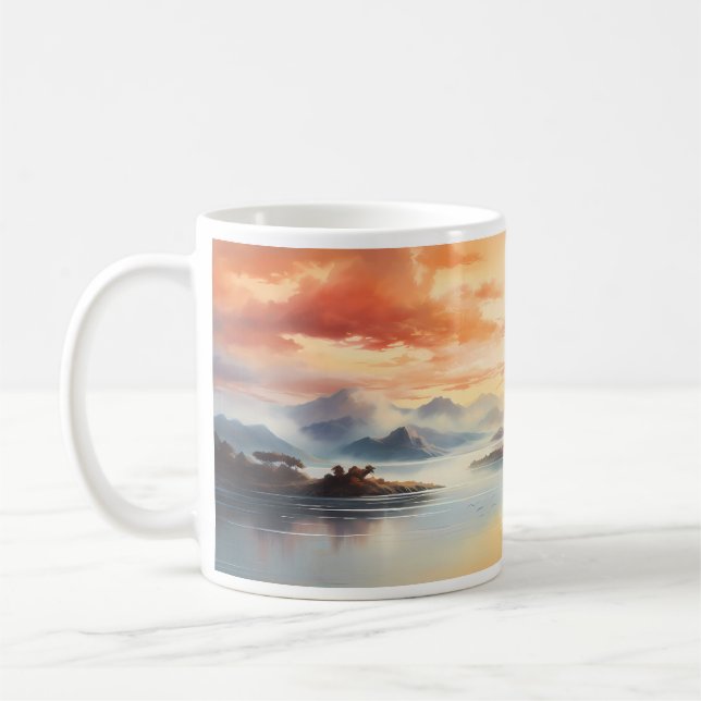 Sommar Bläck Painting Stil Kaffemugg (Vänster)