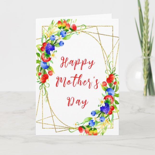 Sommar Blandade Bär Glad Mors Dag Kort (Framsida)