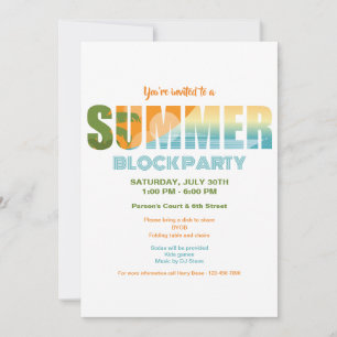 Sommar Block Party Inbjudningar
