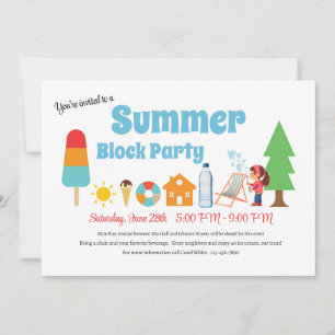 Sommar Block Party Inbjudningar